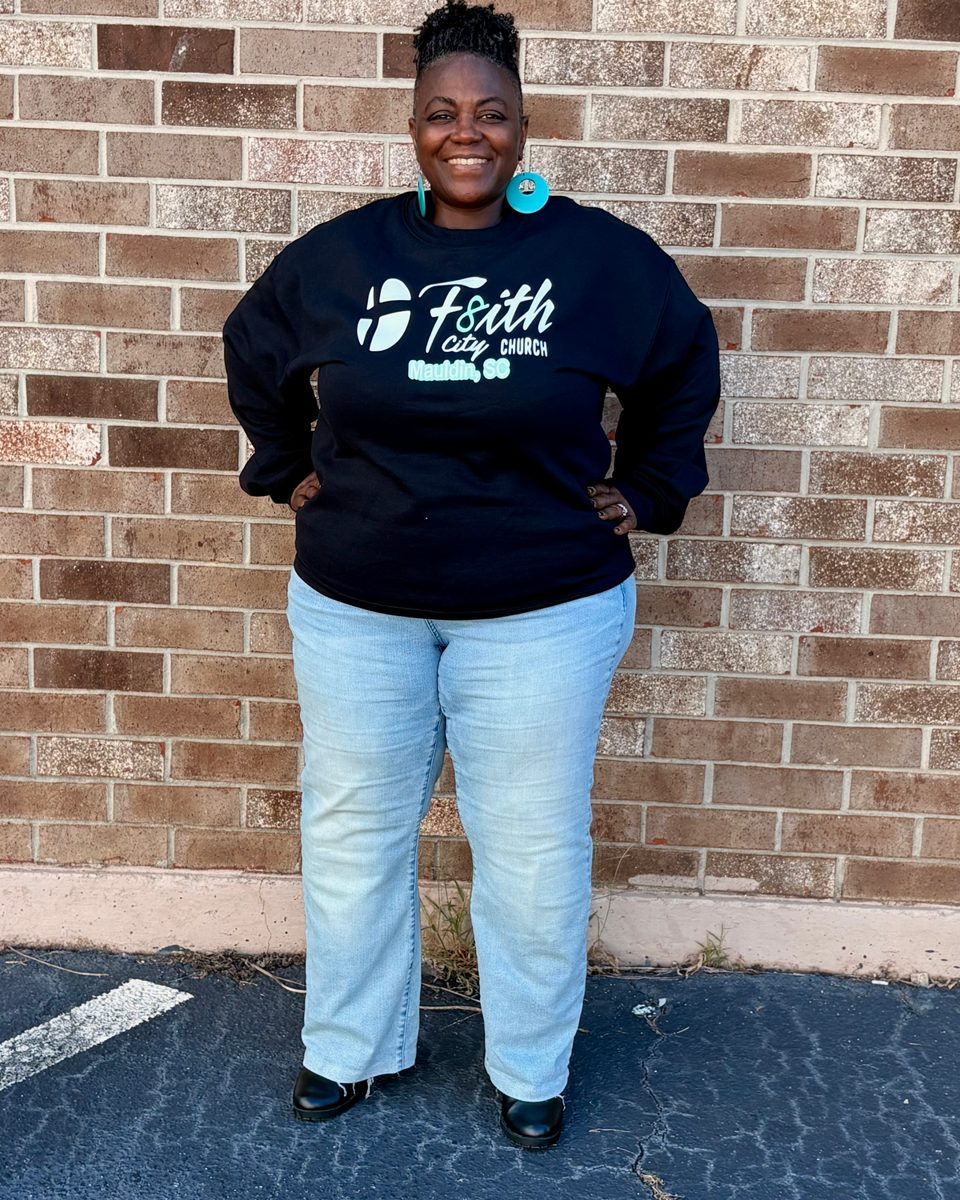 Church member wearing the F8ith City Sweatshirt