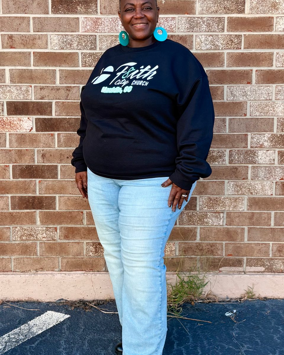 Church member wearing the F8ith City Sweatshirt